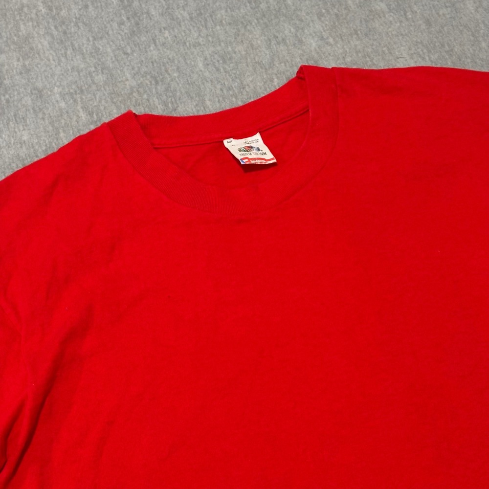 Vintage Fruit of the Loom Red Blank T-Shirt Single Stitch Made in USA Large 842F